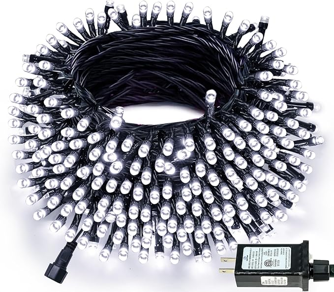 Connectable 240LED 95Ft 13Modes String Lights Indoor Outdoor | Extendable Green Wire Cool White Christmas Tree Lights with Timer | Twinkle Fairy Light Plug in for Xmas Tree Garden Decor(Cool White)