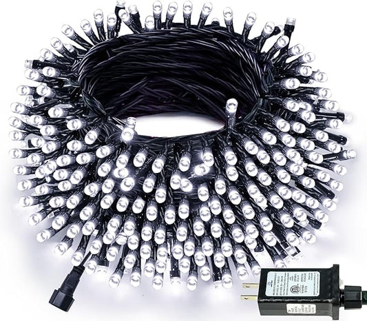 Connectable 300LED 99Ft 13Modes String Lights Indoor Outdoor | Extendable Green Wire Cool White Christmas Tree Lights with Timer | Twinkle Fairy Light Plug in for Xmas Tree Garden Decor(Cool White)