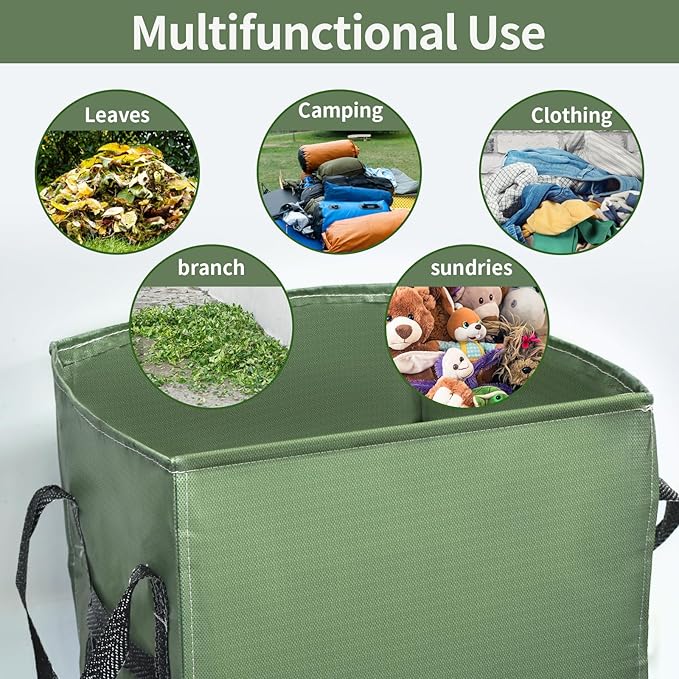 2-Pack 40 Gallons Reusable Yard Waste Bags, Upgrade Heavy Duty Foldable Garden Leaf Bag Lawn Bags Trash Bag Waste Container, Keep Upright (20.8" L × 20.8" W × 20.8" H)