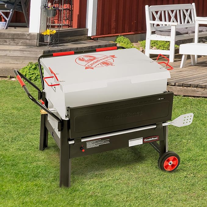 Creole Feast CFB2001 150 QT Crawfish Boiler, Outdoor Double Sack Propane Gas Crawfish Cooker with Foldable Cylinder Mounting Bracket and Stirring Paddle for Seafood & Crawfish Season, Black