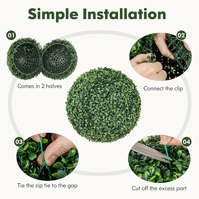 Goplus 2 PCS 16 Inch Artificial Plant Topiary Ball, Round Faux Boxwood Balls Outdoor, Fake Plant Sphere for Front Door, Porch, Backyard, Balcony, Patio, Garden, Wedding and Home Décor