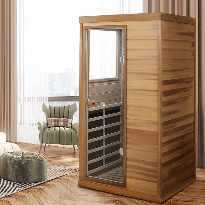 Saunas 909Mini Far Infrared Sauna, Indoor Dry Sauna (Red Cedar, 1 Person Mini Size Left Door)