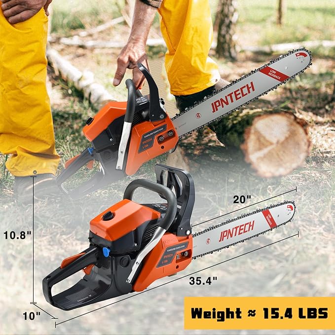 60cc Gas Chainsaw 20 Inch 2-Cycle Petrol Chainsaw Handheld Cordless Chain saw for Wood Cutting Forest Farm Garden Use