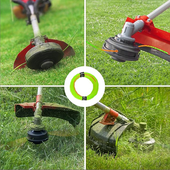 5 Pack String Trimmer Line Compatible with Ego String Trimmer 0.095" 70FT Weed Eater String Pre-Cut Dual Color Fast-Positioning Triangular Twisted Trimmer Line Universal Fit Weed Wacker String