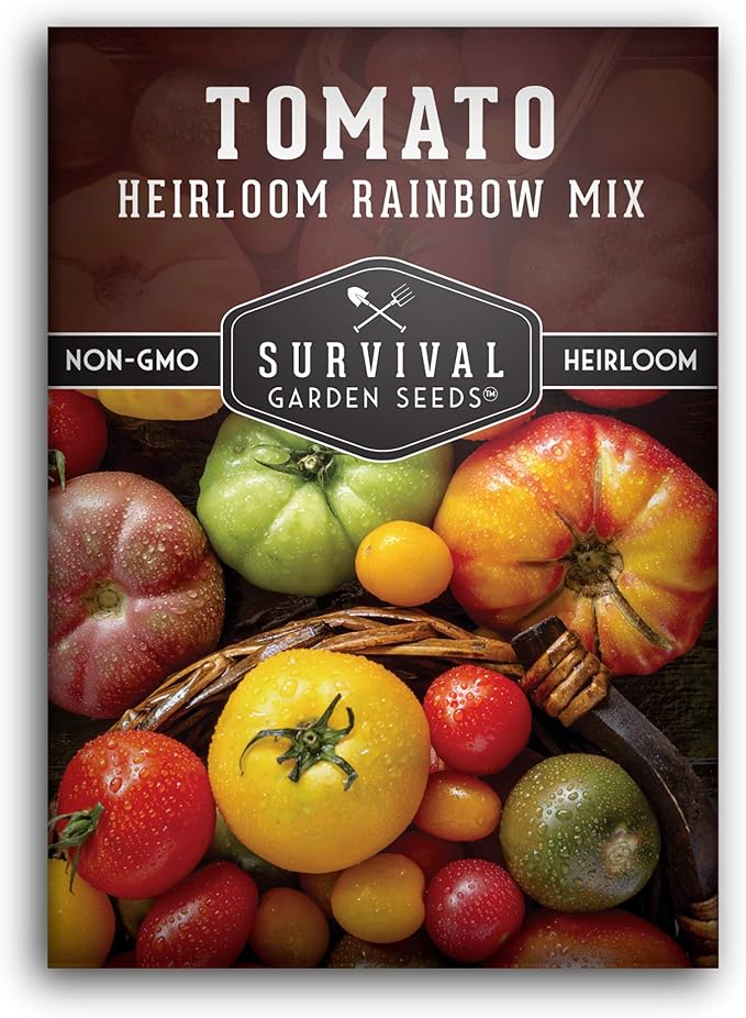 Survival Garden Seeds - Heirloom Rainbow Mix Tomato Seed for Planting - Packet with Instructions to Plant & Grow in Your Home Vegetable Garden - Non-GMO Heirloom Rainbow Tomato Seeds Variety Pack