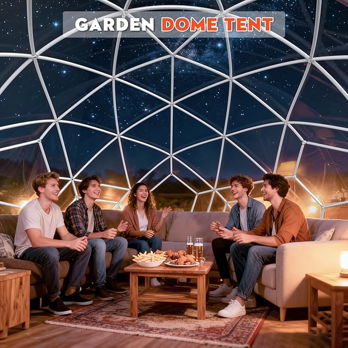 Garden Dome Tent, 15 x 9.5 ft Outdoor Clear Bubble Tent for 2-4 Person, All-Weather Geodesic Dome Greenhouse with Window & Door, PVC Transparent Tent for Patio, Camping, Party (15FT - Green)