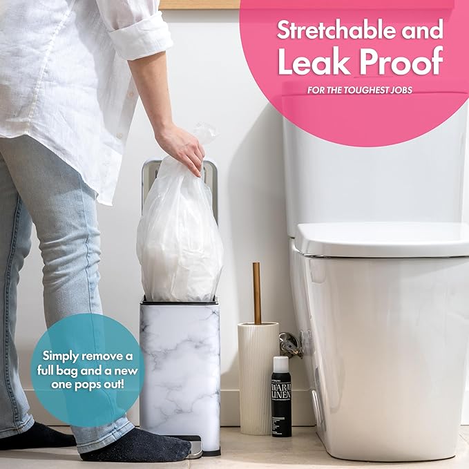 Trash Bags - Small Garbage Bags, Clear Trash Can Liners for Bathroom Bins, Bedroom, Office & Kitchen Waste, Multi-Purpose Household Wastebasket Cleaning Supplies - 2.6 Gallon, Pack of 10