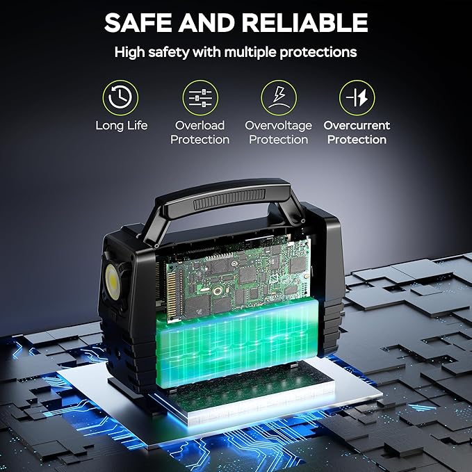 MARBERO Portable Power Station 155Wh Camping Solar Generator 100W with AC DC and USB Outputs LED Fast Charge for Outdoor Adventure Hiking RV Home Blackout Backup CPAP Emergency (Solar Panel Optional)