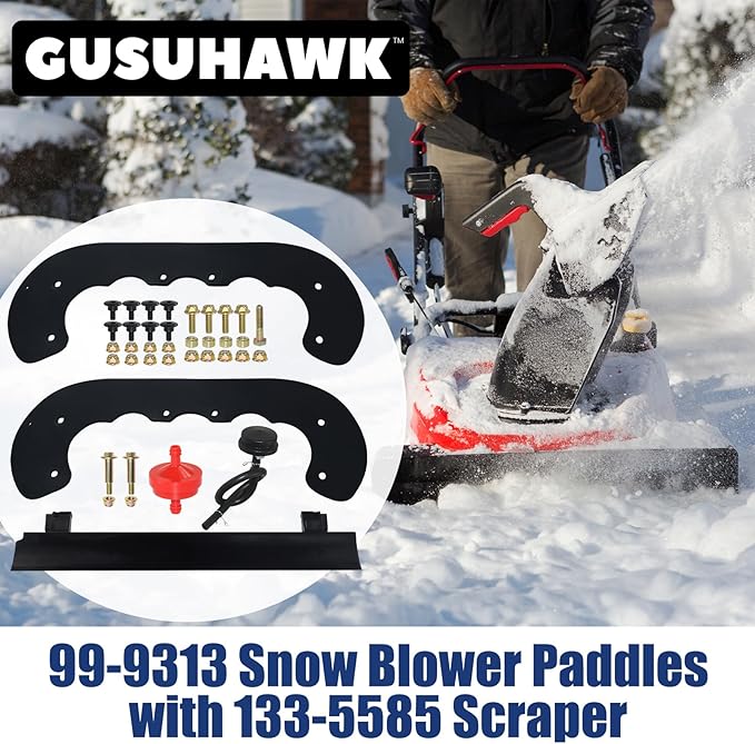 99-9313 Snow Blower Paddles with 133-5585 Scraper for Toro Power Clear 210, 221, 421 QE, 421 QR, 621, 721 E, 721 QZE, 721 QZR, 721 R, 721 RC, CCR 6053, CCR 6053 ES, CCR 6053 R Snowthrowers