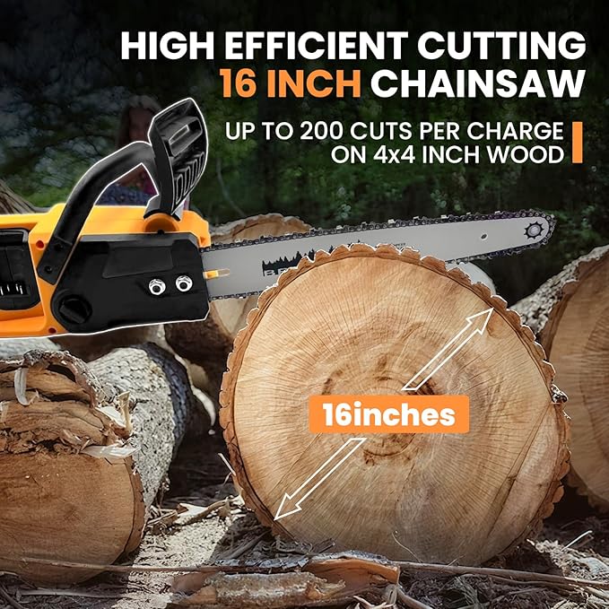 Cordless Chainsaw 16 inch 40V (2 x 20V MAX),Compatible for Dewalt Battery, Auto-Oiler, Brushless Hand-held Chain Saw for Wood Cutting, Battery Tree Saw for Tree Trimming/Pruning(Tool Only)