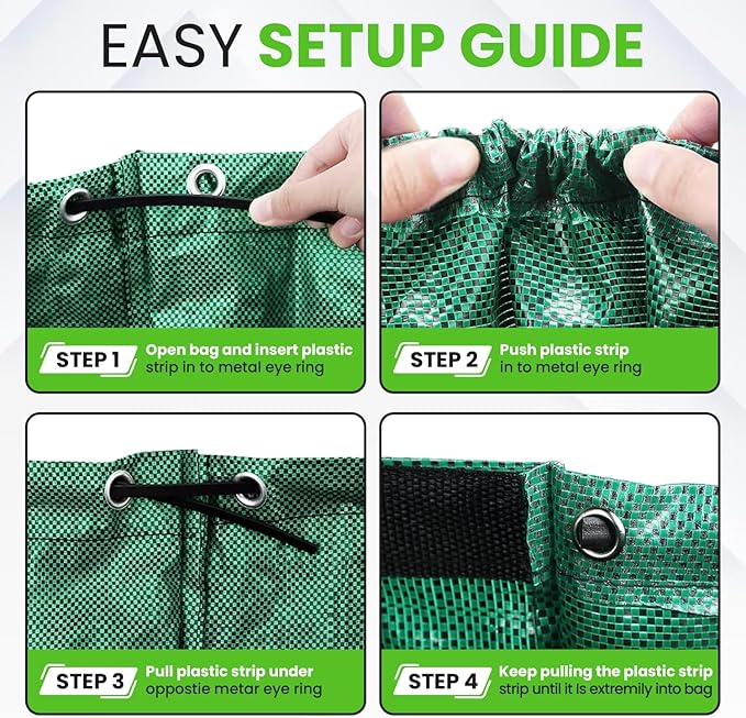 Gardenpal 3 Pack 72 Gallon Reusable Yard Waste Bag, Heavy Duty, Upright Lawn Bags with 4 Reinforced Handles (72 Gallon/3 Pack)