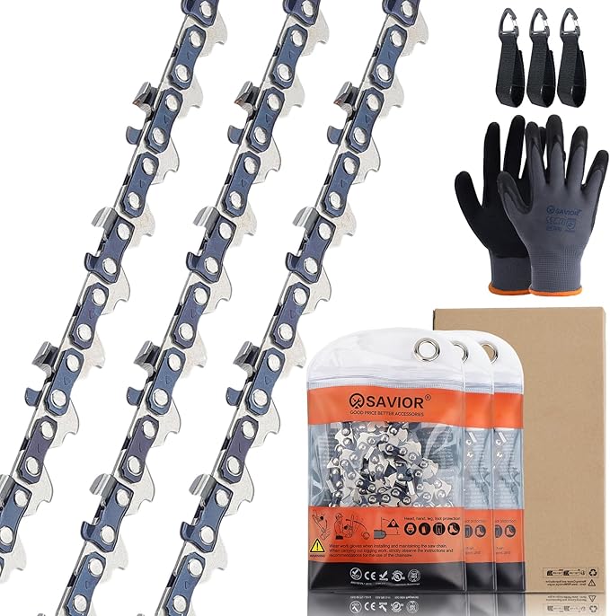Savior 3Pack 12 Inch Chainsaw Chain, 1/4" Pitch .043" Gauge 65 Drive Links for MSA161T Chainsaws, Replacement 3670-005-0065, 71 PM3 65, for 3005 008 3405 Guide Bar