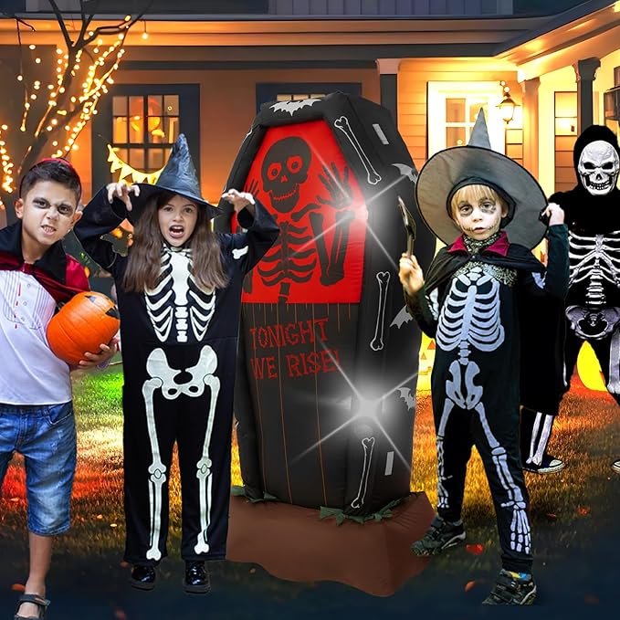 5FT Coffin, Halloween Outdoor Inflatable Decoration, with LED Lights, Suitable for Outdoor Lawns, Gardens, Terraces and Halloween Parties