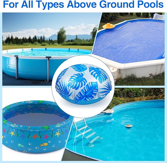 2pcs 4ft Pool Pillows for Above Ground Pools, Cover Balloon Winterizing Inflatable Air Pillow Float with Ropes PVC Ice Equalizer Closing Winter Swimming Ball Accessories
