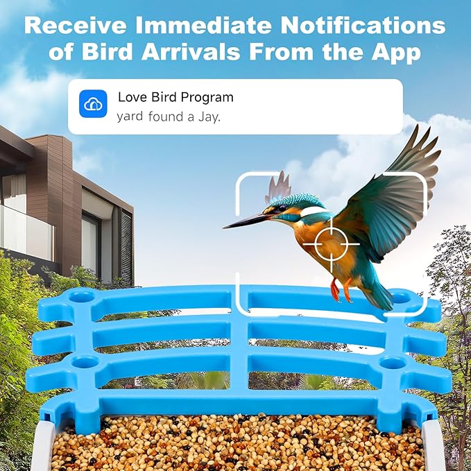 Smart Bird Feeder with Camera Solar Powered & Wireless Outdoor, HD Auto-Capture with Instant Alerts, Live Video Streaming via 2.4G WiFi, Weatherproof Auto-Recording Design, Gift for Bird Lovers