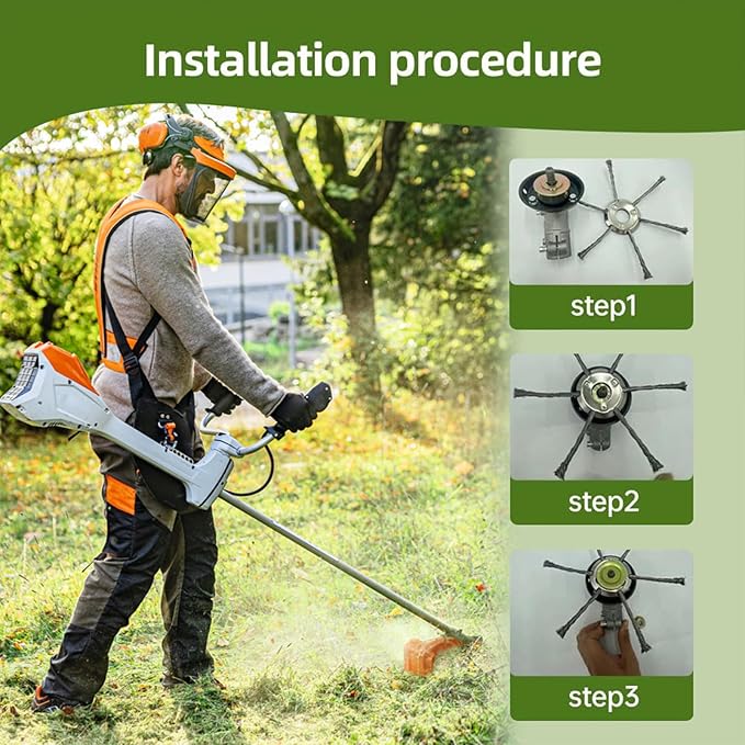 New Steel Wire Model Weed Wacker Head, Steel Wire Grass Weed Eater Blades, Universal Steel Wire Weed Grass Trimmer Blade Remover Tool for Electric Battery Powered String Trimme (2, 6 Blades)