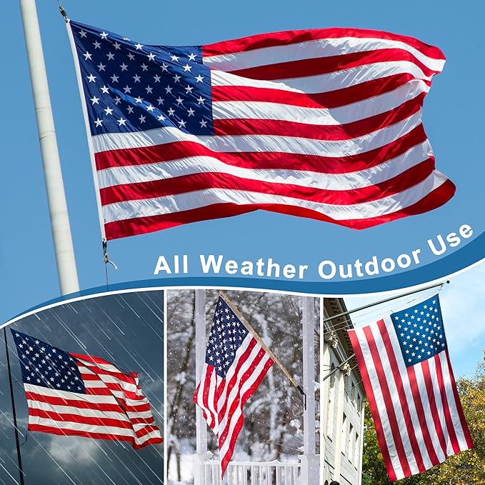 XIFAN Premium American Flag 2x3 Outdoor, Heavy Duty 210D Tough Polyester, Long Lasting US Flags for High Wind Outside with Embroidered Stars, Sewn Stripes, Brass Grommets
