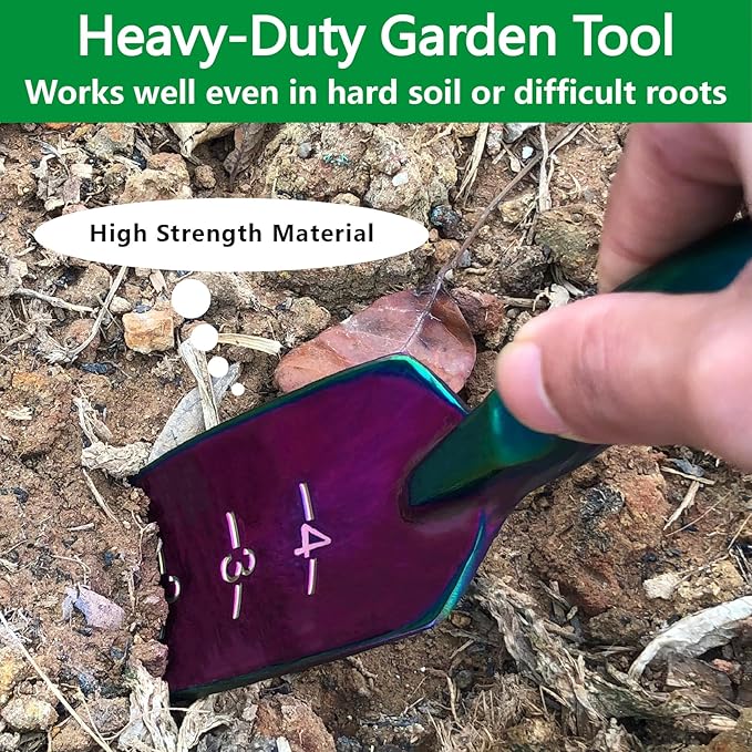 Garden Shovel - Gardening Hand Tool, Heavy Duty Garden Trowel, High Strength Alloy Steel for Soil Digging Planting Weeding, Solid Metal Handle, Colorful