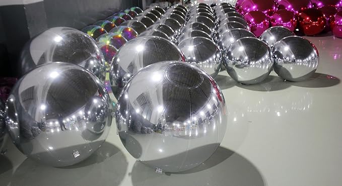 Big Shiny Balls Giant Inflatable Mirror Balls for Events & Decor - Party, Advertising, Shows, Stage Decoration - Hanging & Standing-Various Sizes & Colors - Silver (3.0m/9.84ft)