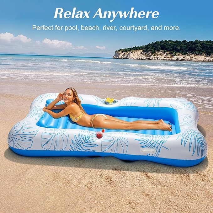 HeySplash Pool Lounger Float for Adult, Inflatable Pool Floats Bed Cooling Contour Lounger Rafts, Water Rafts for Lake, Outdoor Beach Pool Party