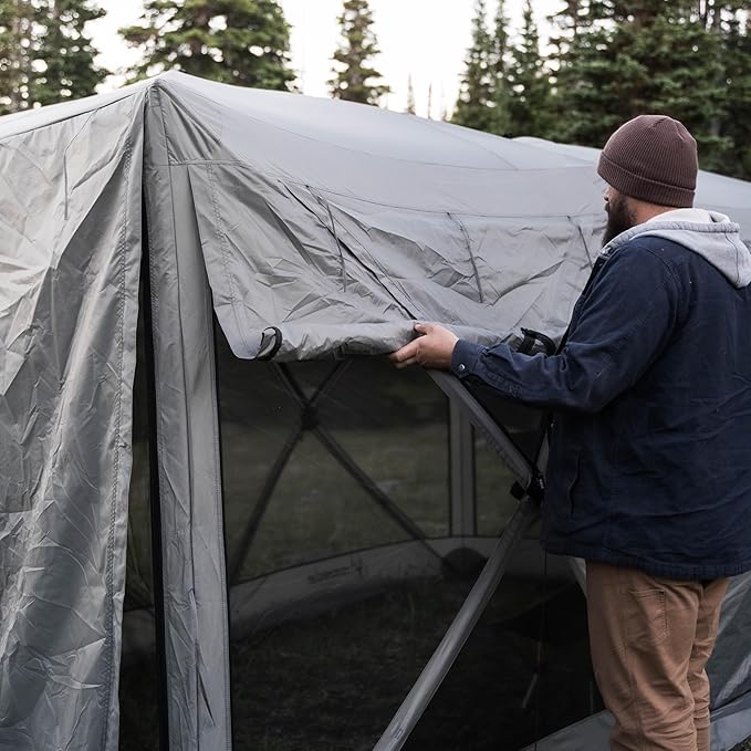 Gazelle Tents™ Tandem Gazebo, Easy Pop-Up Hub Screen Tent, Durable, TriTech Mesh, Waterproof, UV Resistant, 10-Person, Agave Green, 89" x 86" x 156", GG800AG