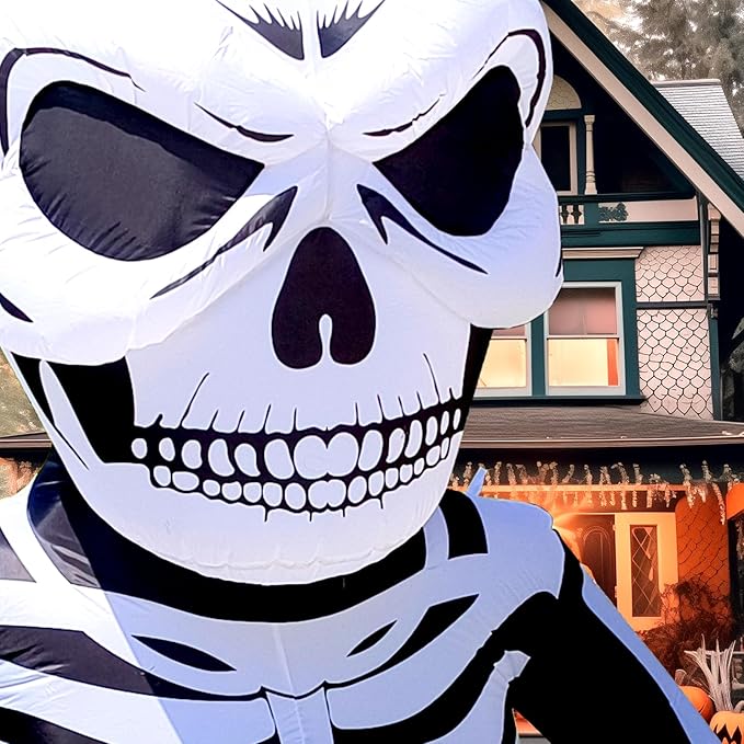 WBHome 6 Ft Halloween Inflatable Half Body Skeleton Skull Decorations, Day of The Dead Blow Up Yard Decor with Built-in LED Light (Plug in) for Lawn Home Dia de Los Muertos Party Indoor Outdoor