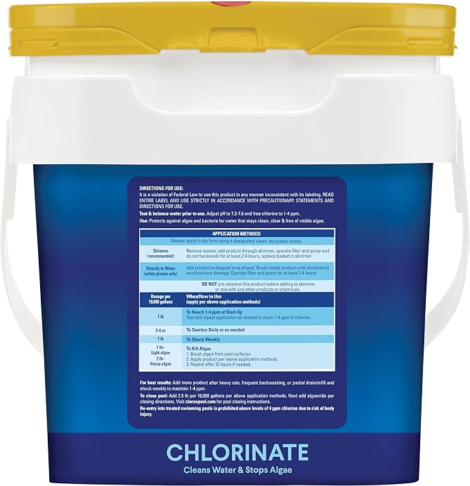 Clorox® Pool&Spa All in One XtraBlue Chlorinating Granules, Dual Action Sanitizer & Shock, Kills Bacteria (27 LB)