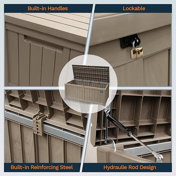 Heavy Duty Storage Box,Large Capacity Outdoor Storage Box is Made of Resin for Outdoor, Patio or Indoor Use.