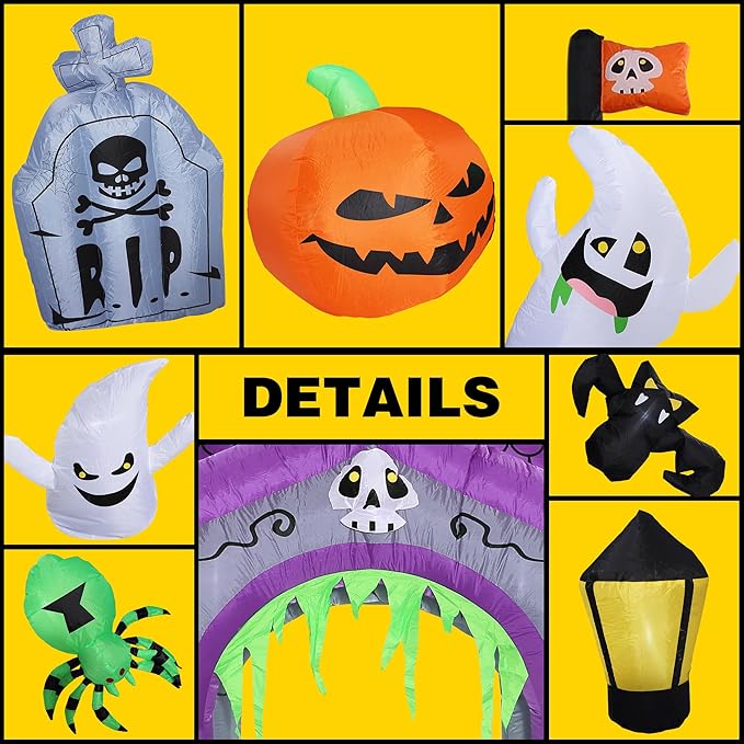 ZPISF Halloween Inflatables Giant 12.5 FT Haunted House Castle Archway Outdoor Decorations, Large Halloween Arch Blow Up Yard Decorations for Front Lawn Garden Decor