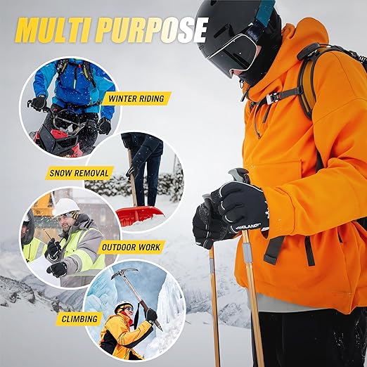 HANDLANDY Waterproof Insulated Work Gloves, 3M Thinsulate Thermal Winter Gloves for Men Women Touch Screen, Warm Ski Snowboard Cold Weather Gloves (Black, Small)