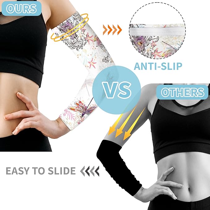 Buwuta Garden Sleeves for Women Dragonfly Sun Protection Sleeves Anti-Scratch Arm Cooling Sleeves for Farmers Sports