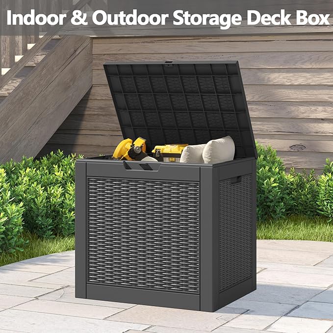 31 Gallon Storage Box, Resin Outdoor Waterproof and UV Resistant,Lightweight Box for Garden Tools, Pool Supplies