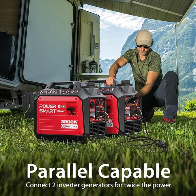 PowerSmart 3800-Watt Dual Fuel Portable Inverter Generator, CO Protect, 30 amp for RV, Home Use and Emergency Backup