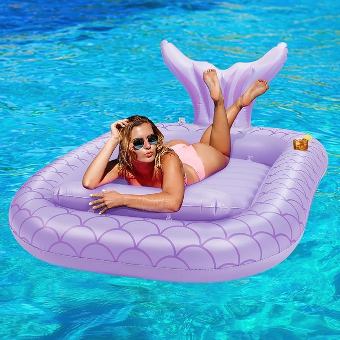 HeySplash Pool Lounger Float for Adult, Inflatable Pool Floats Bed Cooling Contour Lounger Rafts, Water Rafts for Lake, Outdoor Beach Pool Party