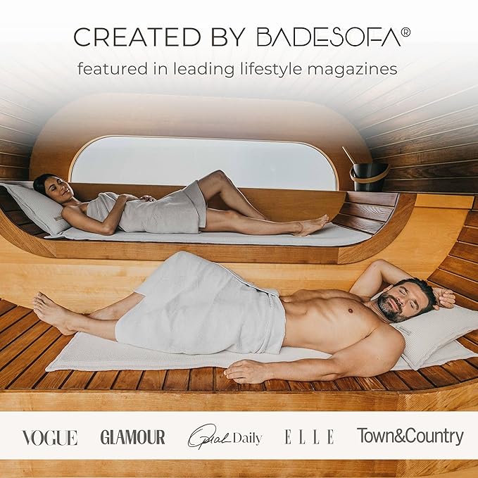 SAUNASOFA™ Sauna Mat & Pillow Set – 1 seater sauna seat cushion and pillow for infrared or finnish saunas – luxury sauna accessories in grey