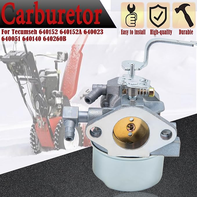 640152 Carburetor for Tecumseh 640152A 640023 640051 640140 640260B HM80 HM90 HM100 8-10 HP Engine Snow Blower Mower 5000w Generator with 33268 Air Filter Spark Plug kit