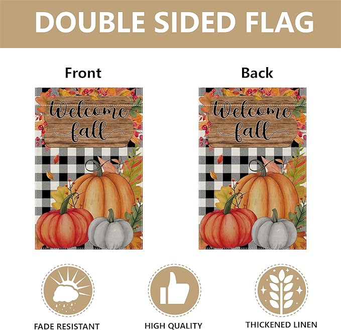 Garden Flags, Garden Flag, Stained Glass Style Pumpkin Maple Leaf Double-Sided Flags for Farmhouse Yard Outdoor Decoration-12 x 18inch (Pumpki6)