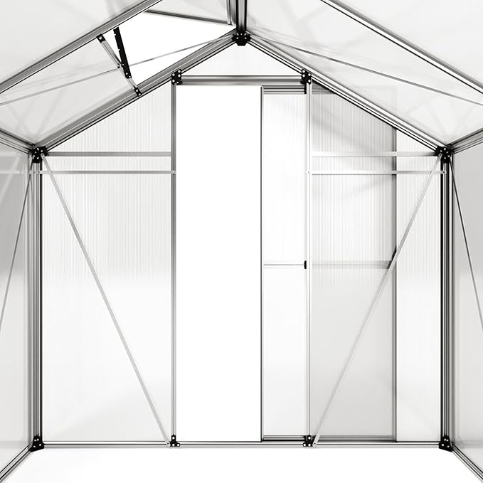 Greenhouse Jasmin 3 Aluminum Frame - 6.3 x 6.3 ft Approx. 6 mm Polycarbonate Panels