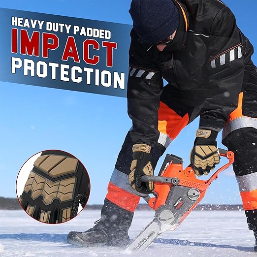 HANDLANDY Insulated Winter Work Gloves for Men, 3m Thinsulate Thermal Impact Gloves with Touchscreen for Cold Weather (Tan, Medium)