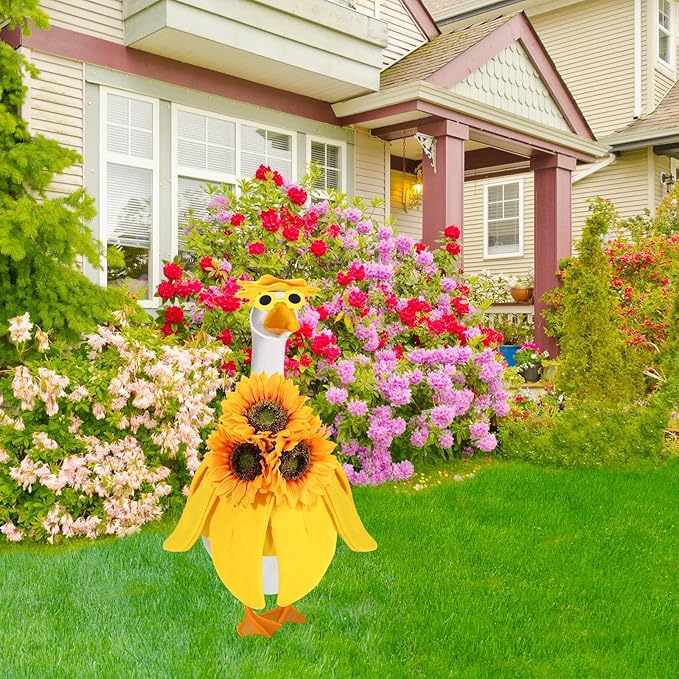 Sunflower Goose Outfit Summer Goose Outfits Cute Goose Clothes for Outdoor Garden Yard Statue Decor