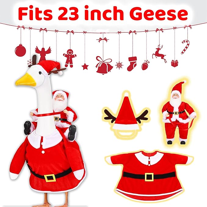 Porch Goose Christmas Outfits Clothes for 23 Inch Porch Goose Costume for Yard Lawn Outdoor Garden Patio Statue