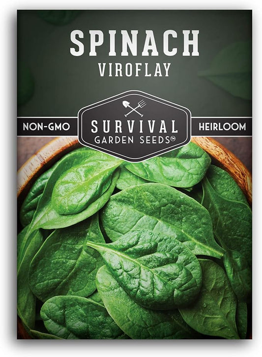 Survival Garden Seeds - Viroflay Spinach Seed for Planting - Packet with Instructions to Plant and Grow Nutritious Leafy Greens in Your Home Vegetable Garden - Non-GMO Heirloom Variety - 1 Pack