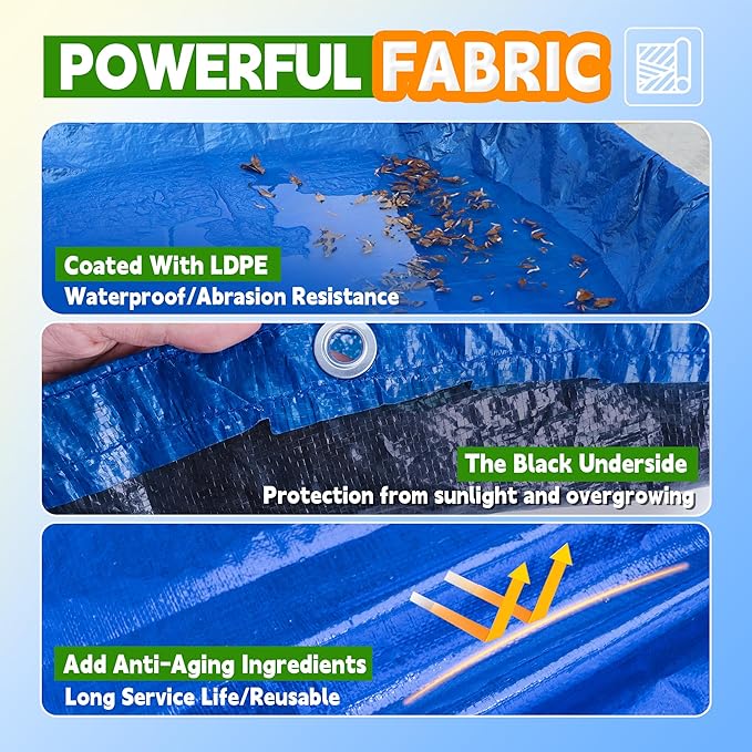 20Ft Pool Covers for (16Ft) Above Ground Pools, Winter Pool Cover,Heavy Duty Above Ground Pool Cover Includes Winch and Cable,UV Protection, Strength&Durability,Blue/Black(Cover Only)
