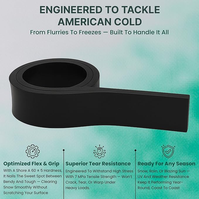SIMOND STORE - Snow Plow Rubber Cutting Edge – Heavy Duty 96" x 6" x 1" Snow Plow Deflector Smooth & Surface-Safe Snow Clearing - Fit for ATV, Tractors, Skid Steers & UTVs Snow Pusher Cutting Edge