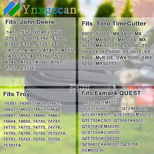GX21833 1/2" W x141.7 L Lawn Mower Deck Belt, Suitable for John Deere D140 L130 L120 LA145 D160 E140 LA130 E170 D155 S170, 48-inch Deck Compatible with Toro TimeCutter Exmark 119-8820