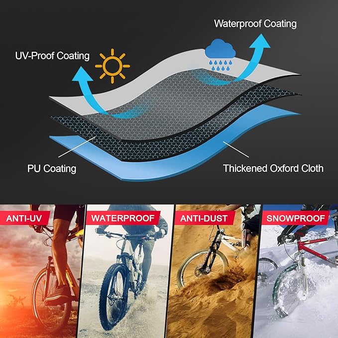 Zettum Bike Cover for 1 Bike - Outdoor Bike Cover for Stationary 1 Bike Waterproof & Heavy Duty, 600D Bicycle Cover for Single eBike, Mountain Bike, Road Bike, Hybrid Bike, Beach Cruiser Bike Storage