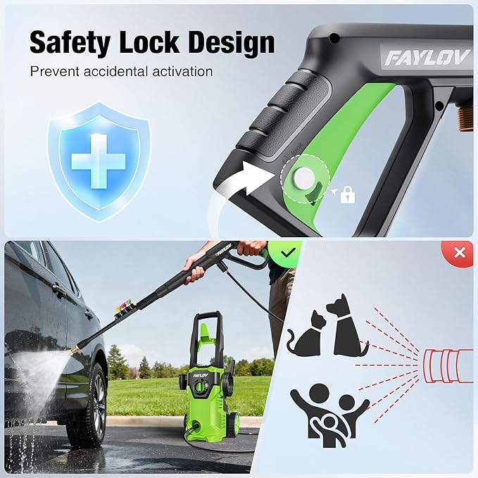 Pressure Washer - True 1378 PSI 1.25 GPM Power Washer with No-Bend 360° Nozzle, Foam Cannon & Complete 4-Nozzle Set for Car, Driveway, Patio