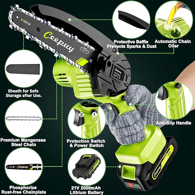 Mini Chainsaw Cordless,[2025 Upgraded] Electric Saw Gifts for Men Dad Husband Gardener, Cool Gadgets for Men 2025, Stocking Stuffers for Adults Christmas Gifts for Women