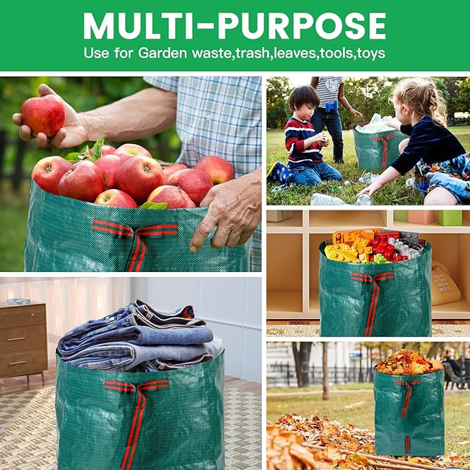 ARCITON 2-Pack 53 Gallon Reusable Yard Waste Bags 6 Reinforced Handles Heavy Duty Garden Bag Lawn and Leaf Bags Self-Standing Leaf Collector