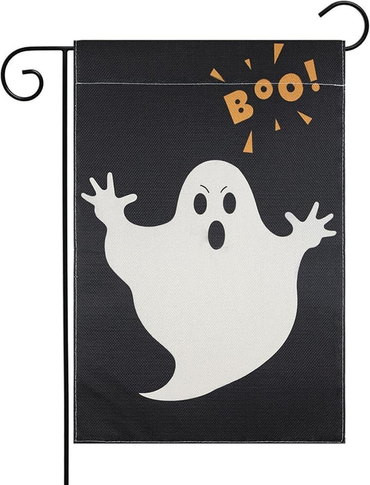Halloween Garden Flag - Halloween Decorations Outdoor, Yard Flag for Outdoor Holiday Home Decor, Double Sided 12x18 Inch - Spooky Ghost